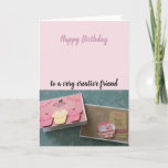 Cartão Creative Friend Birthday Wishes<br><div class="desc">Send someone a happy birthday message featuring handmade paper cards with cute cupcakes and hearts embellished on them. Great for those who love to craft and scrapbook.  Customize as desired.</div>