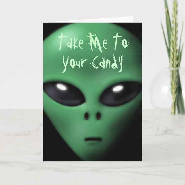 Cartão Creepy Alien Halloween Card (Frente)