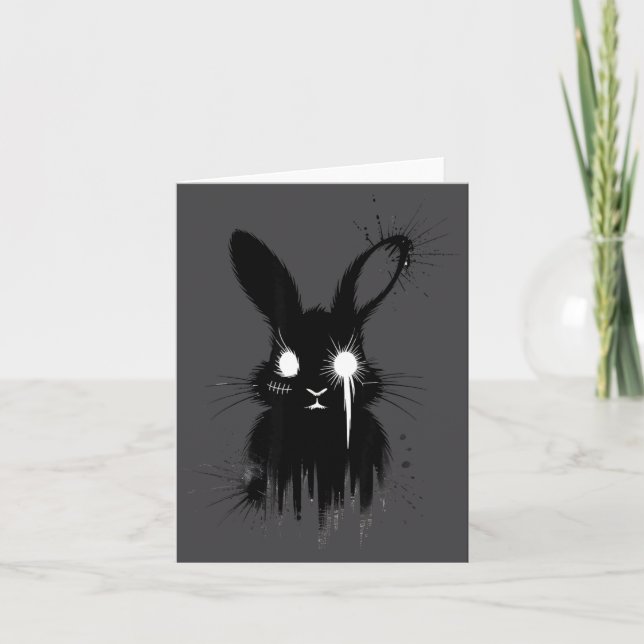 Cartão Creepy Cute Goth Bunny Horror Rabbit Sketch Alt Ng (Frente)
