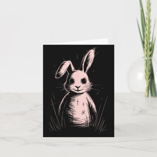 Cartão Creepy Cute Goth Rabbit Horror Bunny Sketch Alt Ng (Frente)