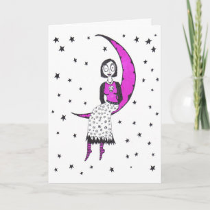 Cartão Creepy over the moon and stars