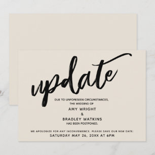 Cartão Creme de Atualização de Casamento Adiado Ma