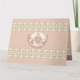 Cartão Creme E Rosa Com Rosa Posta