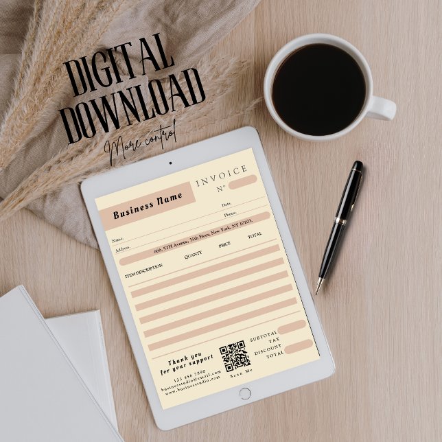 Cartão Creme Rosa NFF Recebimento de Vendas de NFF Pequen (service invoice no logobusiness servicesqr codescan to paypaid invoice form)