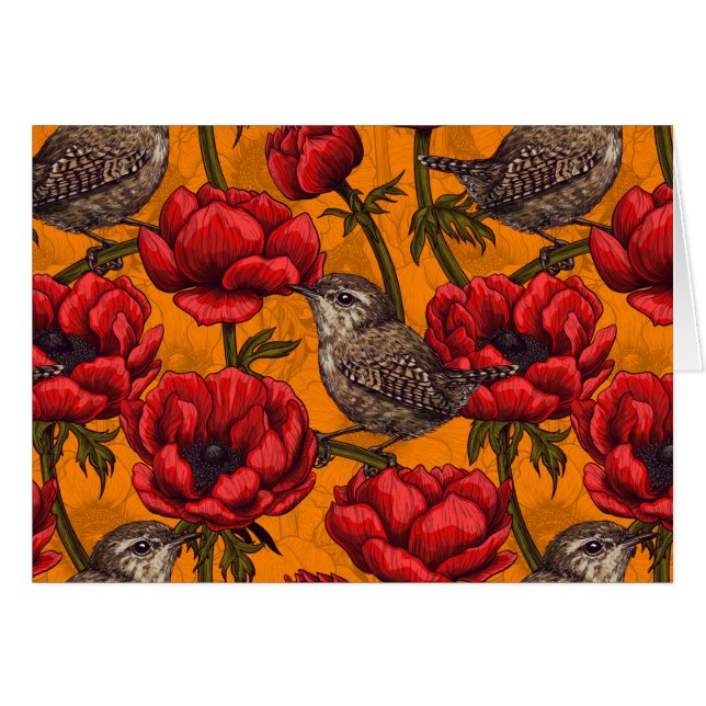 Cartão Crenças em um jardim de anêmonas vermelho (Frente Horizontal)