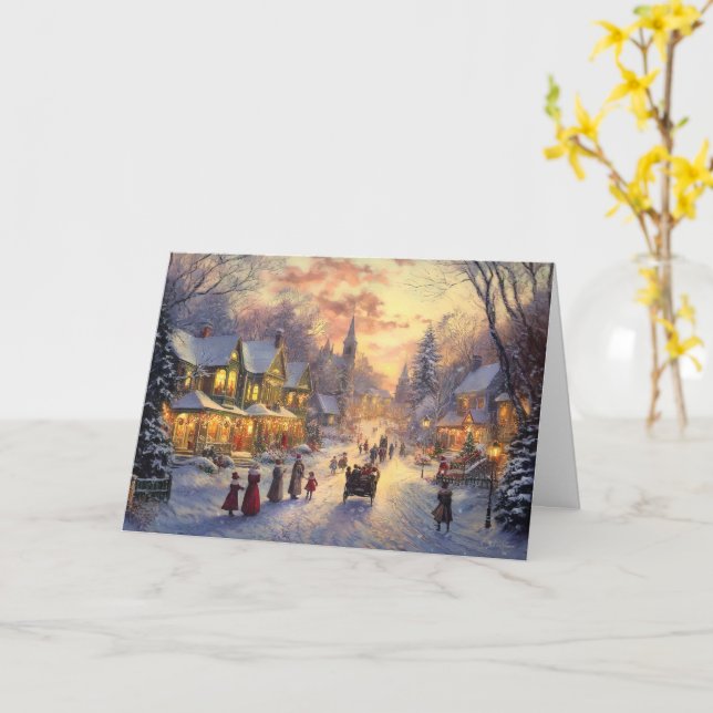 Cartão Crepúsculo na vila de Natal (Flor Amarela)