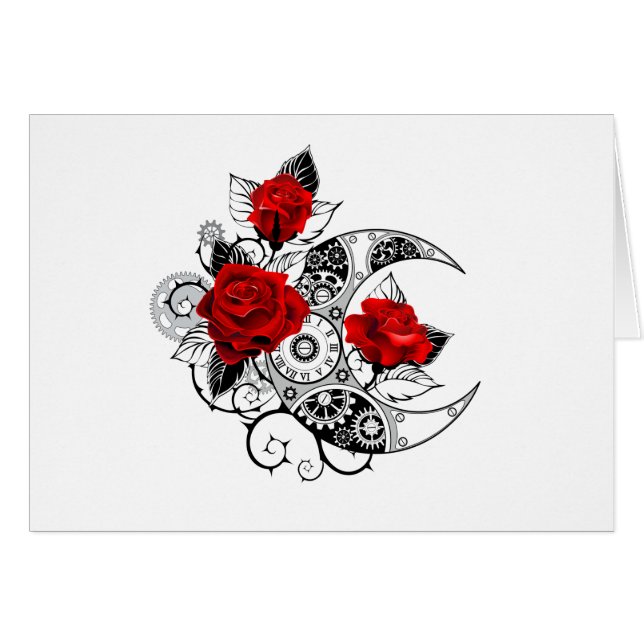 Cartão Crescente Mecânico com Rosas vermelhas (Frente Horizontal)