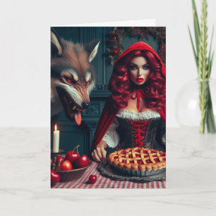 Cartão Cresceu Um Pequeno Lobo Vermelho Grande E Mau Aniv