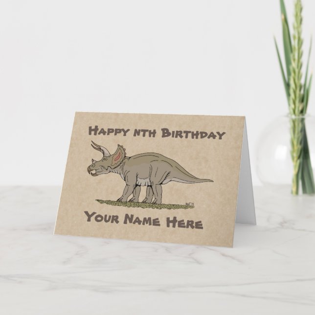 Cartão Cretaceous Dinosaur Triceratops Birthday Card (Frente)