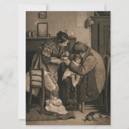 Cartão Criança Doente Ajudada pelo Pai e pela Mãe