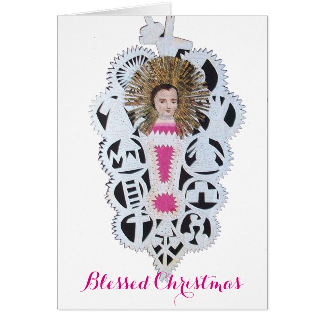 Cartão Criança Jesus,Antiguamente Escultura de Papel de N (Frente)