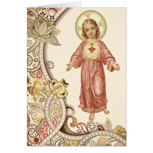 Cartão Criança Religiosa Jesus com Limite Decorativo