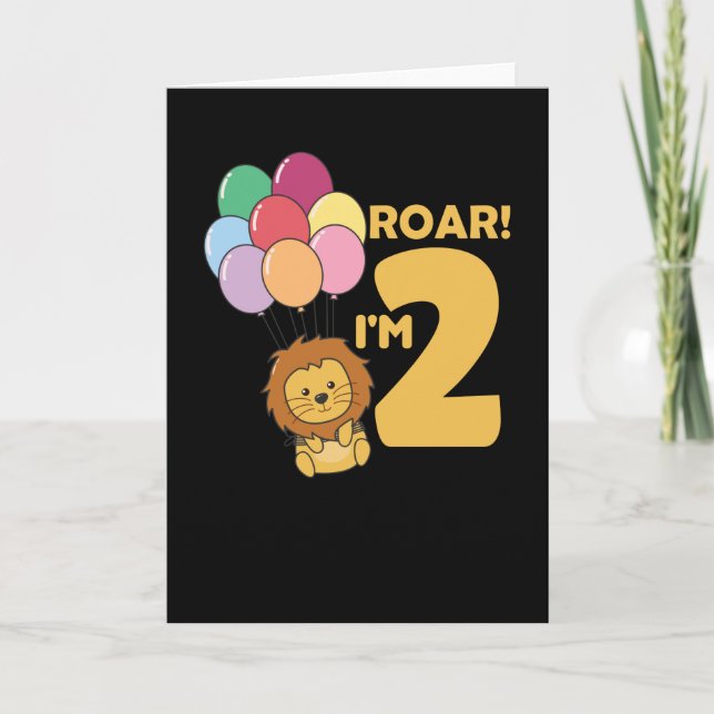 Cartão Crianças 2. Birday Lion 2 Anos (Frente)