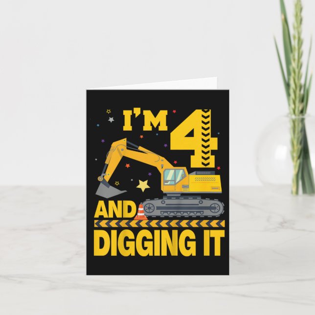 Cartão Crianças: 4 anos, 4 anos, 4 anos, Escavador de Ani (Frente)
