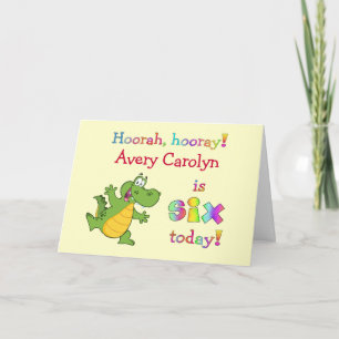 Cartão Crianças 6 de aniversário bonitinho Personalizar
