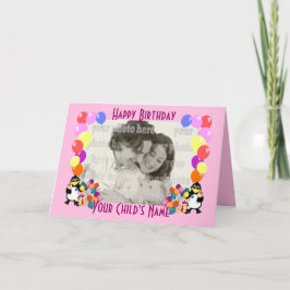 Cartão Crianças: animais de desenho engraçado e balões