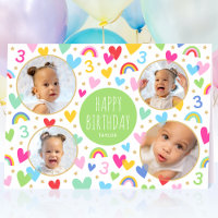 Crianças aniversário de 3 anos Cute Rainbow Photo 
