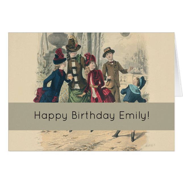 Cartão Crianças Antigas Familiares Vitorianas (Frente Horizontal)