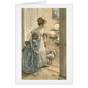 Cartão Crianças, Cachorro Olhando Árvore