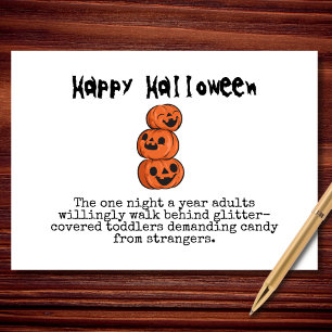 Cartão Crianças cobertas de lixo e Halloween de doces grá