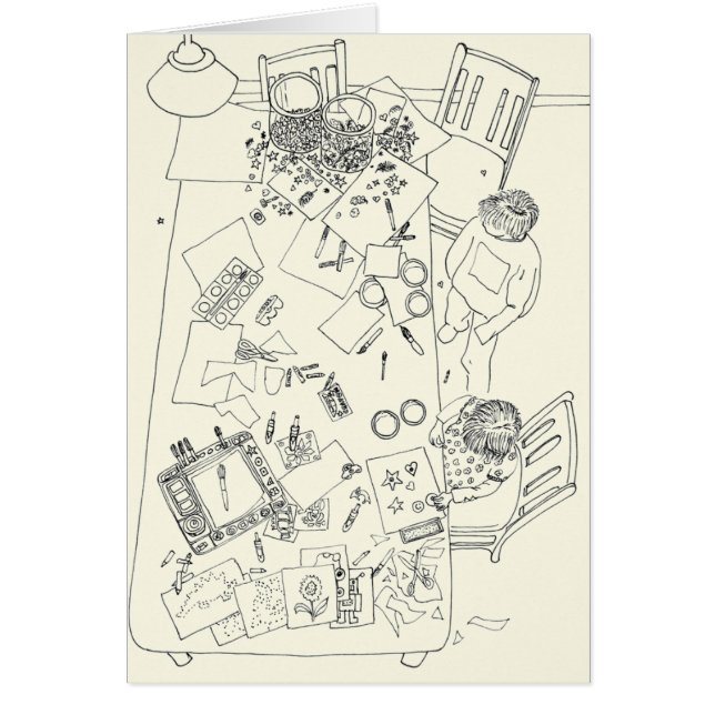 Cartão Crianças Criativas Menos Engraçadas Desenho De Lin (Frente)