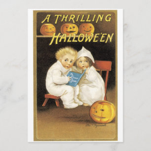 Cartão Crianças de histórias fantasmas do Halloween
