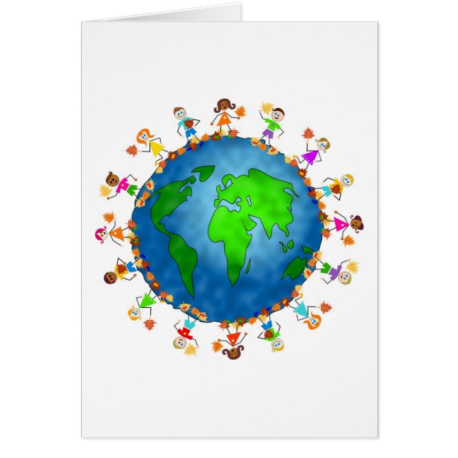 Cartão Crianças de queda global (Frente)