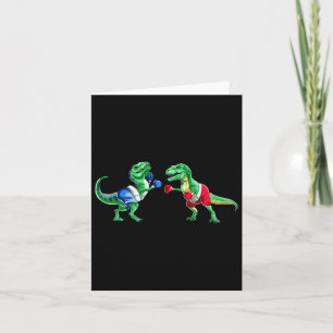 Cartão Crianças Dinossauro Boxando T Rex T Camisa Present
