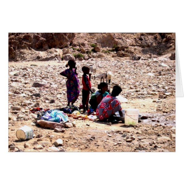 Cartão Crianças e caprinos (Frente Horizontal)