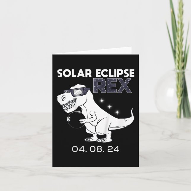 Cartão Crianças Eclipse Solar T Rex 04.08.2024 Dino Diver (Frente)