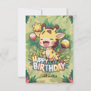 Cartão Crianças Elegantes Girafa Aniversário