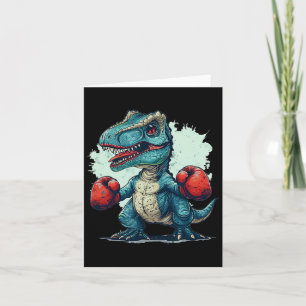Cartão Crianças Engraçadas Boxando Dinossauro Com Luvas B