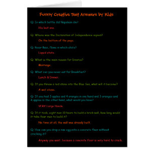 Cartão Crianças Engraçadas Respostas de Teste para Enviar