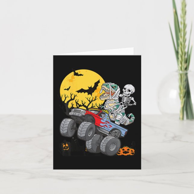 Cartão Crianças Esqueleto Caminhão Monstro Lua Doce Andad (Frente)