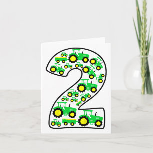 Cartão Crianças Fazenda Trator Boy segundo aniversário 2
