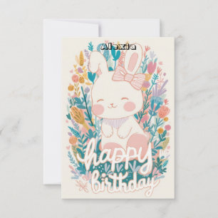Cartão Crianças felizes Aniversário Digital Bunny