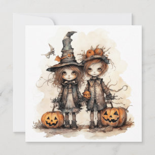 Cartão crianças felizes do halloween