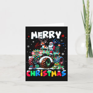 Cartão Crianças Felizes Natal Xmas Luzes Monstros Caminhã