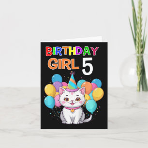 Cartão Crianças Gato Aniversário 5 Festas de aniversário 
