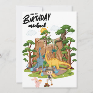 Cartão Crianças Jurassic Dino Dinossaur Personalizado Ani