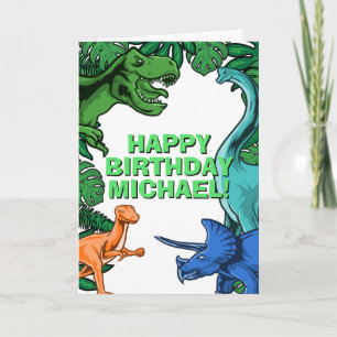 Cartão Crianças Jurassic Dino Personalizável Dinossauro P