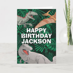 Cartão Crianças Jurassis Trex Dino Dinossaur Aniversário
