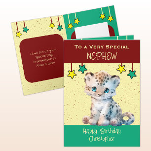 Cartão Crianças-leopardo-do-neto especiais aniversários