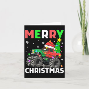 Cartão Crianças Meninos Feliz Monstro de Natal Truck Sant