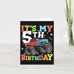 Cartão Crianças Monster Truck É Meu 5 Aniversário 5 5