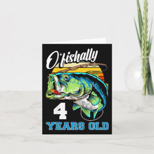 Cartão Crianças Ofishally 4 Anos Pescador 4º Aniversário