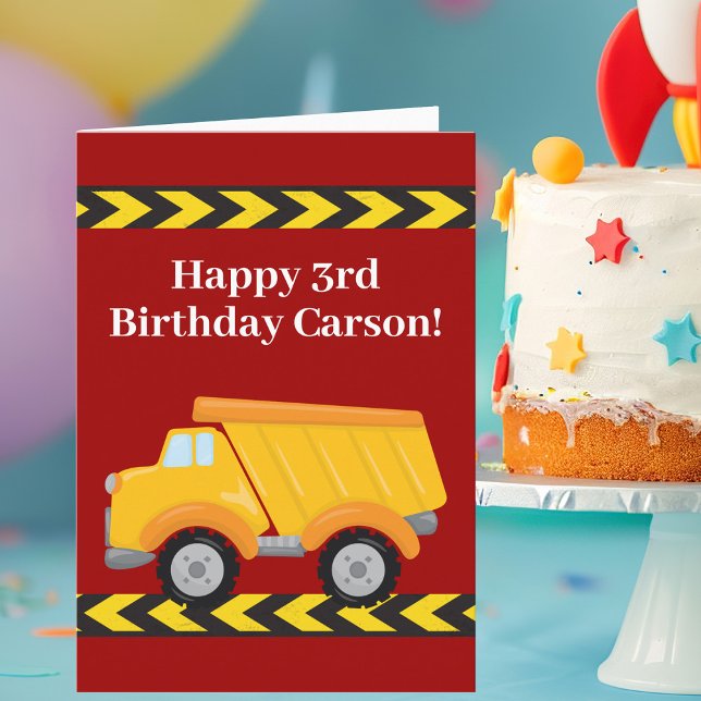 Cartão Crianças Personalizadas Aniversário Do Truck Red B (Criador carregado)