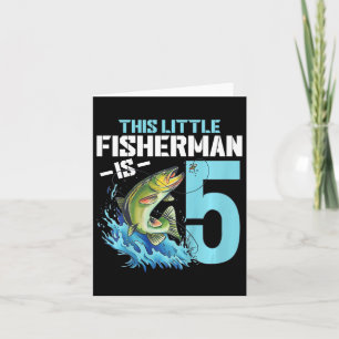 Cartão Crianças pescando camisa de aniversário de 5 anos