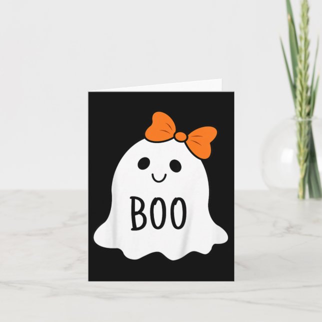 Cartão Crianças Toddler Halloween Boo Fantasma Com Um Arc (Frente)