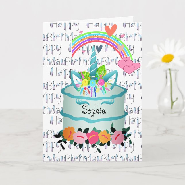 Cartão Crianças Unicorn Bake Personalizado (Planta pequena)